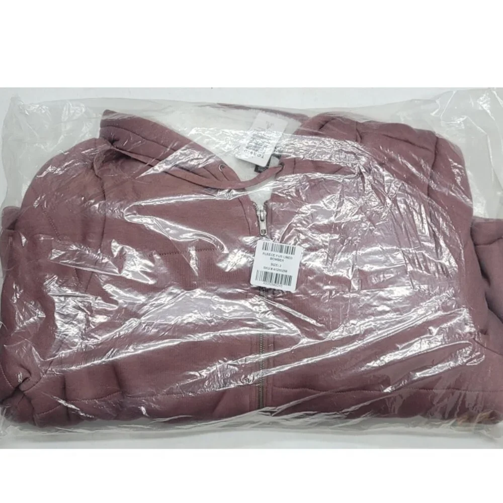 NWT Torrid 2 Rose Taupe Fleece Fur Lined Bomber 2X 18 20 - Picture 6 of 9